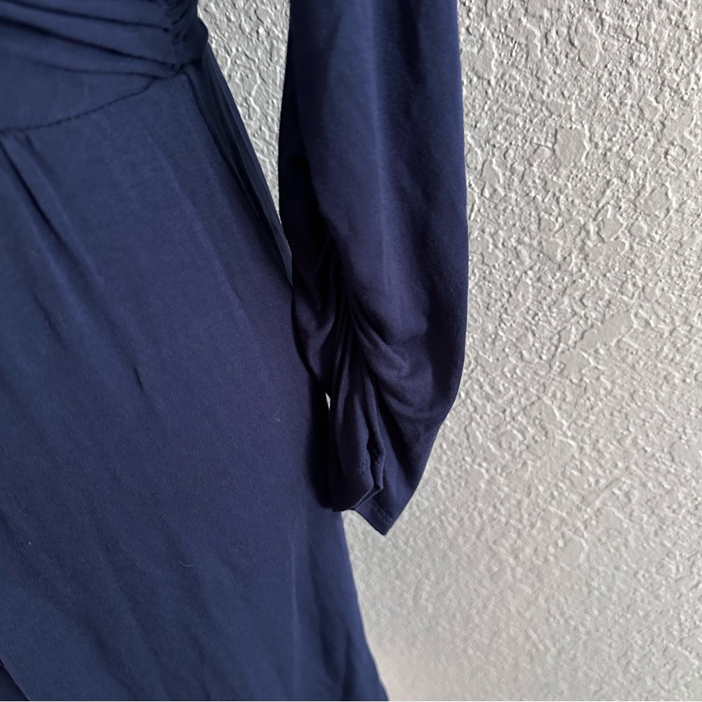 Max Studio Navy Faux Wrap Long Sleeve Dress Size M - Picture 3 of 9